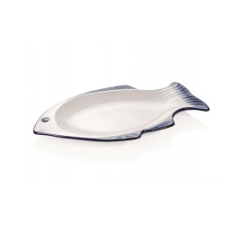 Fischteller 36cm, weiß/blau