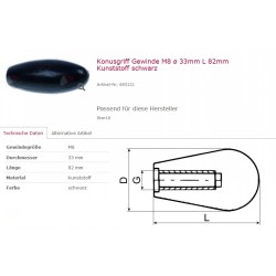 Konusgriff M8, DM 33mm x 82mm